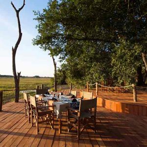 Musekese Camp deck overlooking a floodplain