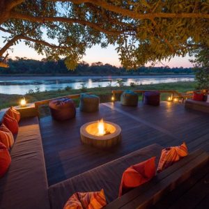 kapamba, deck, river, fire, sunset, bush, africa, south luangwa, african safari experts