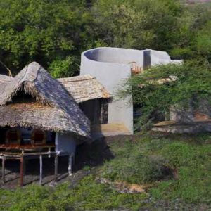 Aerial view of a guest chalet at Ol Donyo lodge
