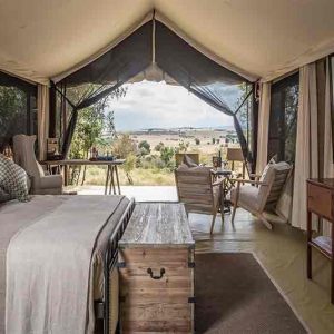 Entim Mara Camp room interior look out over the river