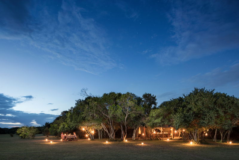Encounter Mara safari camp at night